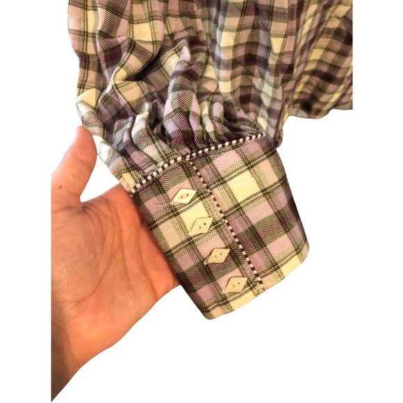 Shyanne Unique Accent Purple Western Cowgirl Long Sleeve Button Down Shirt Sz XL - Picture 14 of 16